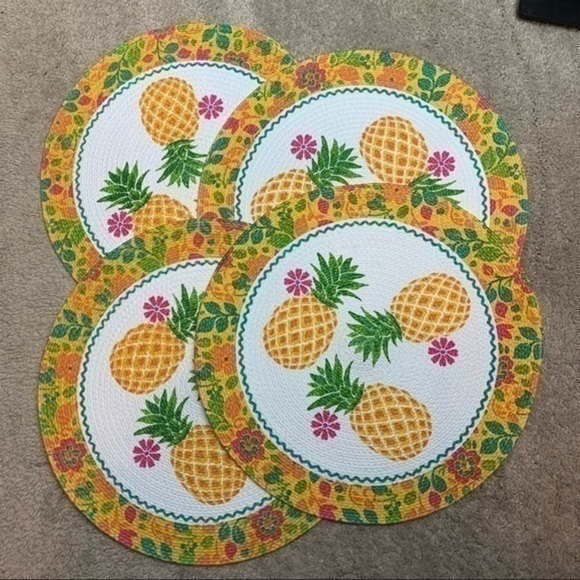 Kay Dee Design Summer Fun braided pineapple round placemat set 4 NEW - Picture 1 of 6